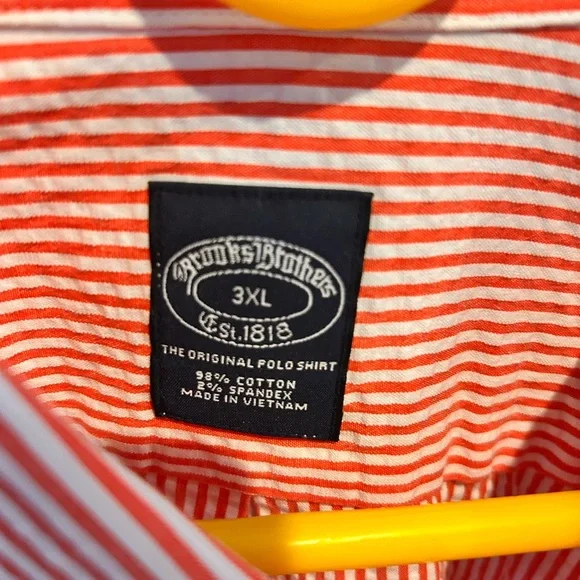 NWT Brooks Brothers Red and white Striped Men's seersucker Shirt - Picture 4 of 5